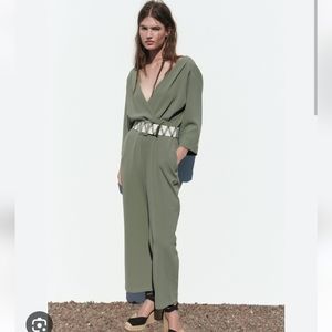 Zara Olive Green Jumpsuit with Belt